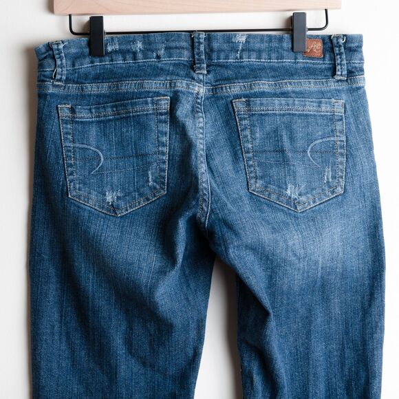 Vintage American Eagle Jeans Low Rise Flare Womens 8 R Medium Wash Y2K - Picture 7 of 15